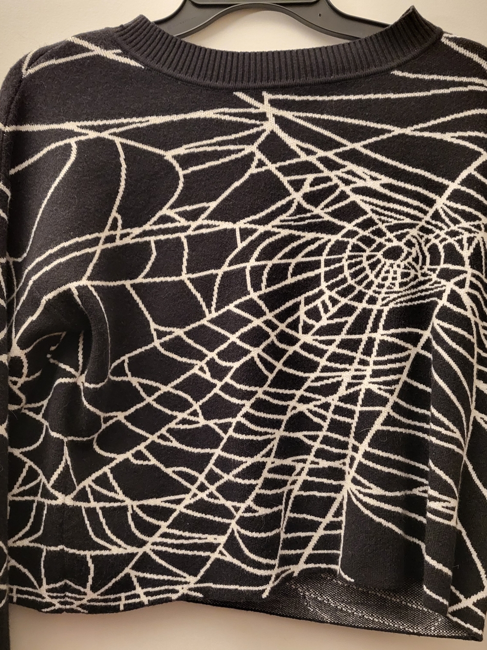 Black & White Spiderweb Knit Sweater - Women's